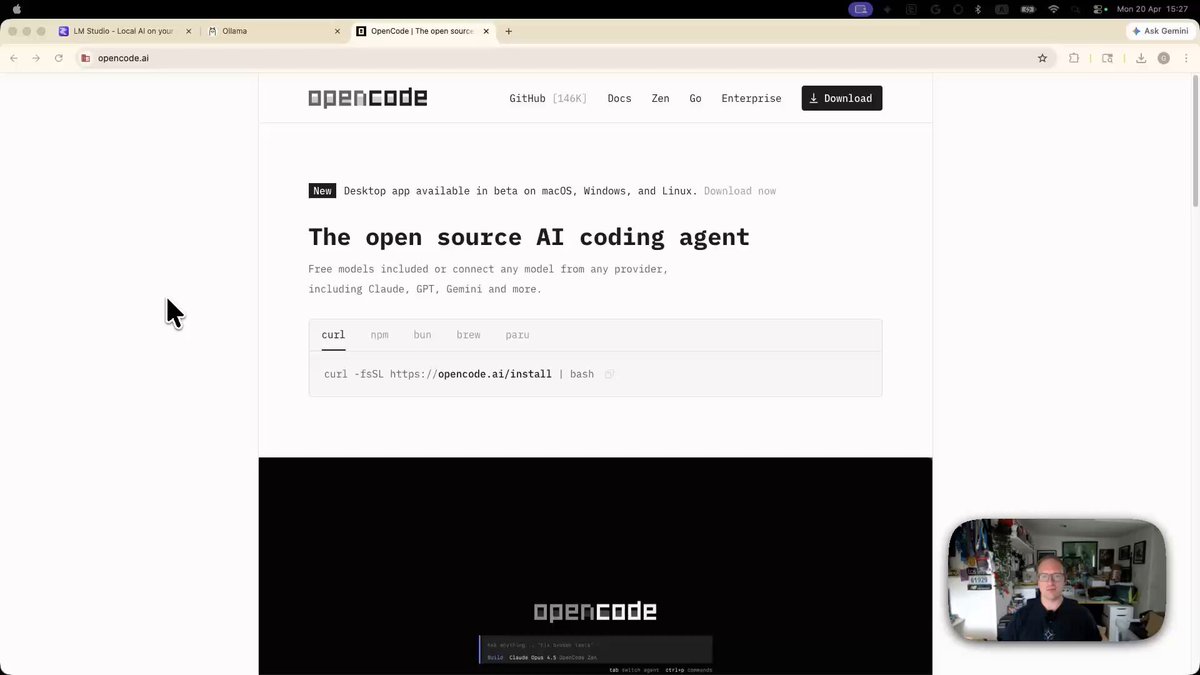 Gemma 4 runs offline with LM Studio and OpenCode