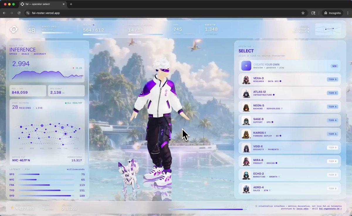 Fal WebGL demo serves sub‑megabyte animated GLBs in seconds