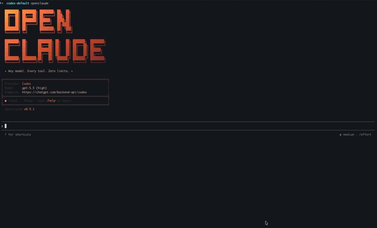 OpenClaude v0.9.1 makes Codex default and upgrades to GPT‑5.5