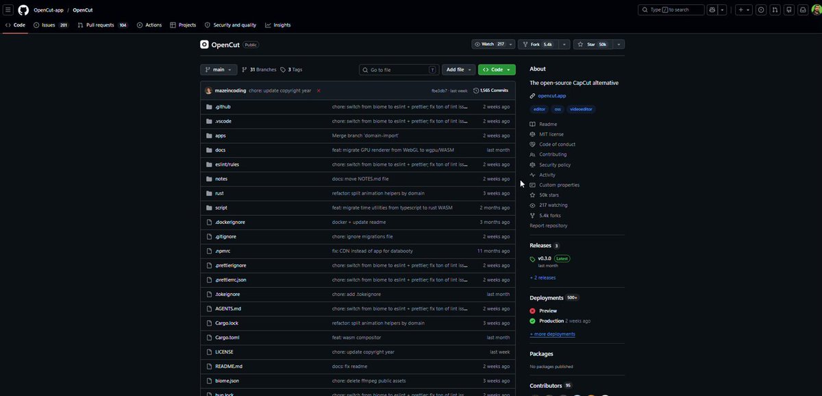 OpenCut clones CapCut, hits 45.8k GitHub stars