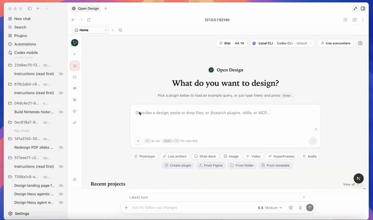 Open Design integrates its AI agent into Codex for live canvas editing