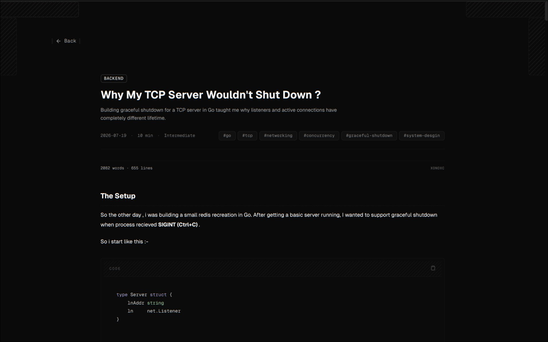 Go blog shows how to do graceful TCP server shutdown