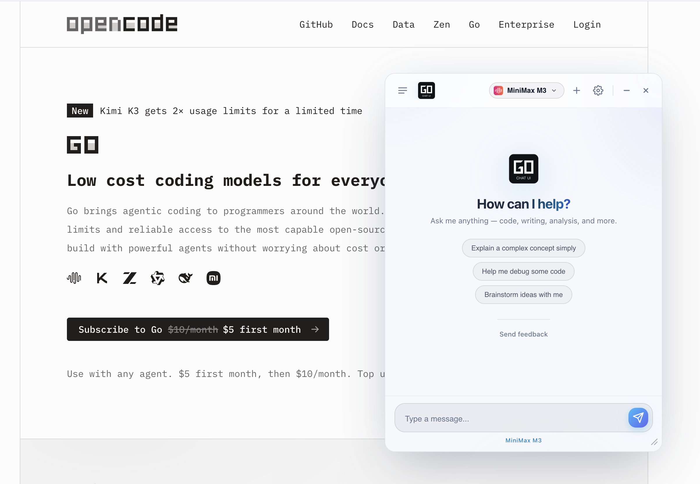 GoChat UI Chrome extension brings floating chat to OpenCode Go