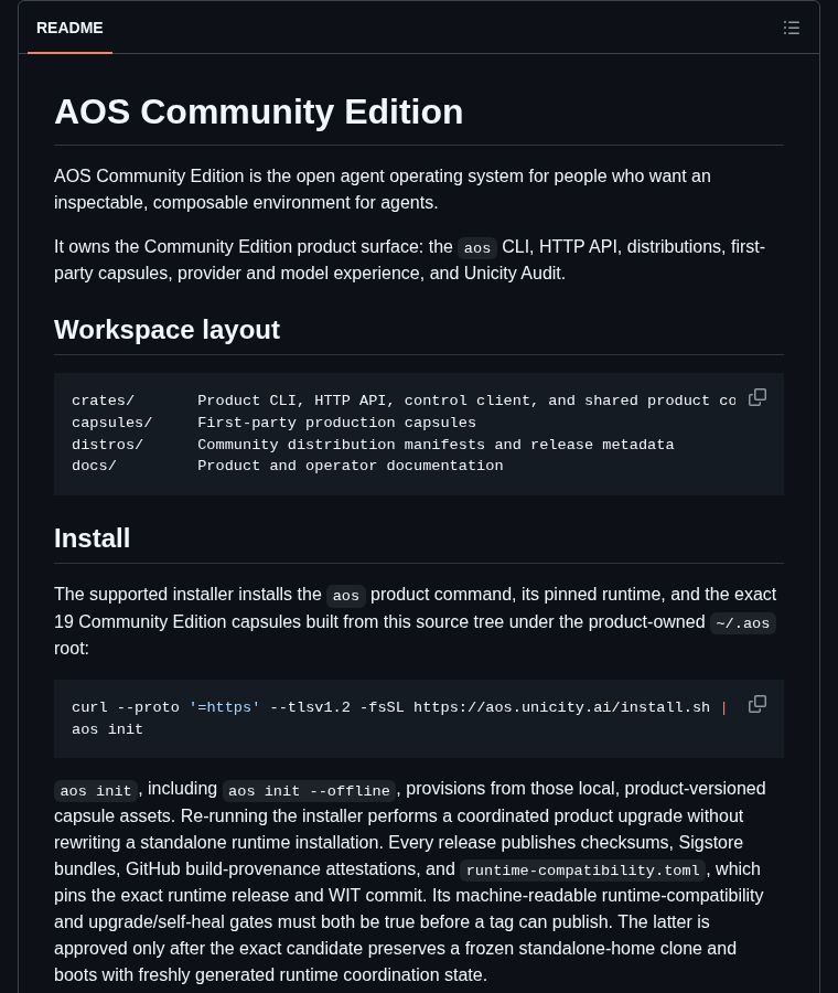 AOS Community Edition launches with Rust CLI and provenance signing