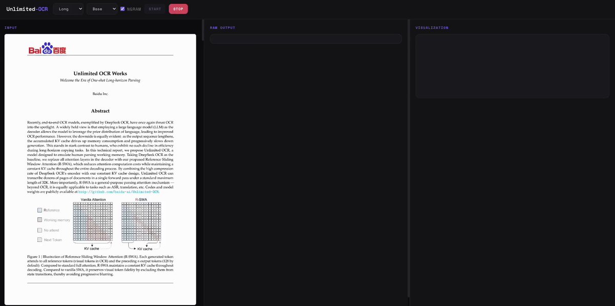 Unlimited-OCR open‑source: 3B model reads 100‑page PDFs in one pass