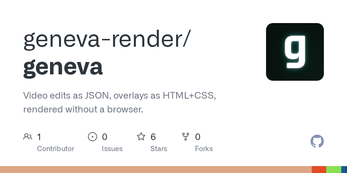 Geneva CLI adds JSON‑driven video editing with HTML/CSS rendering