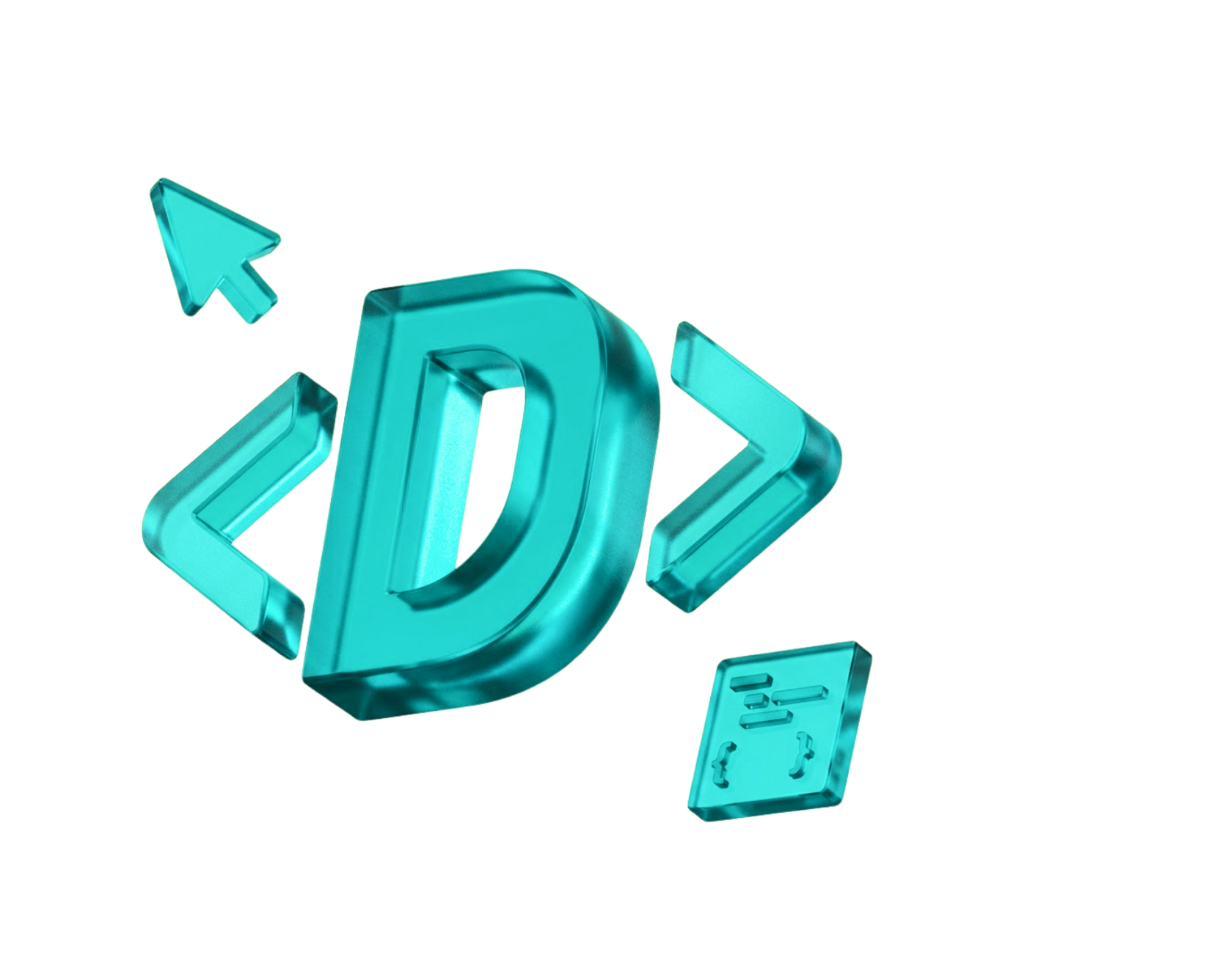 Teal 3D code brackets — freebies for developers